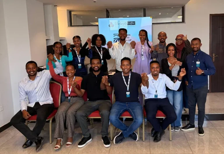The Heleph Coffee team together at a staff event