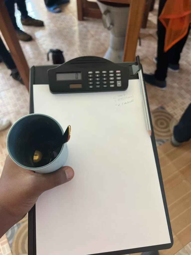 Field quality assessment with clipboard and sample cup