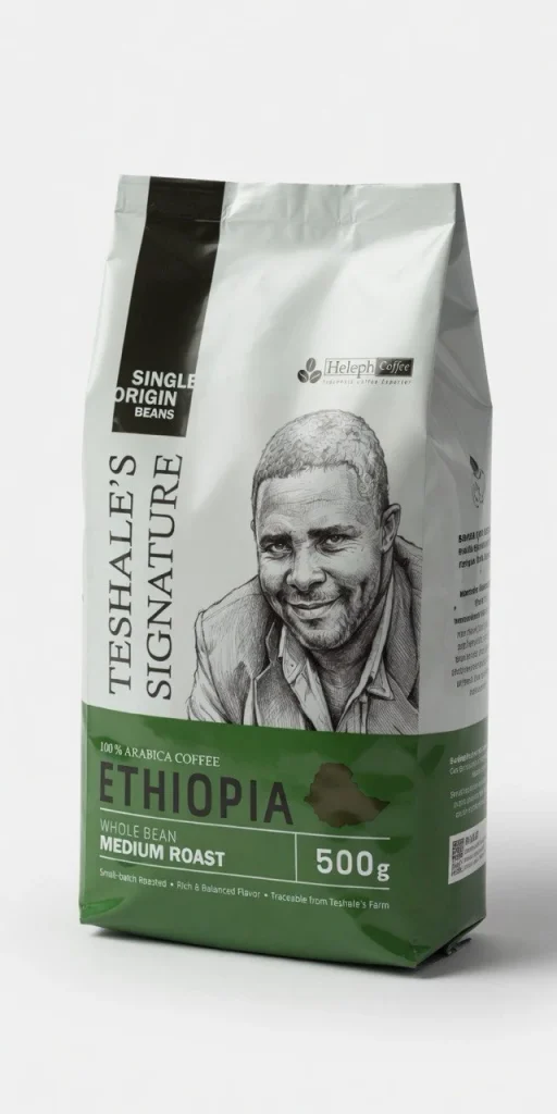 Teshale's Signature Ethiopia 500g side-gusset coffee bag