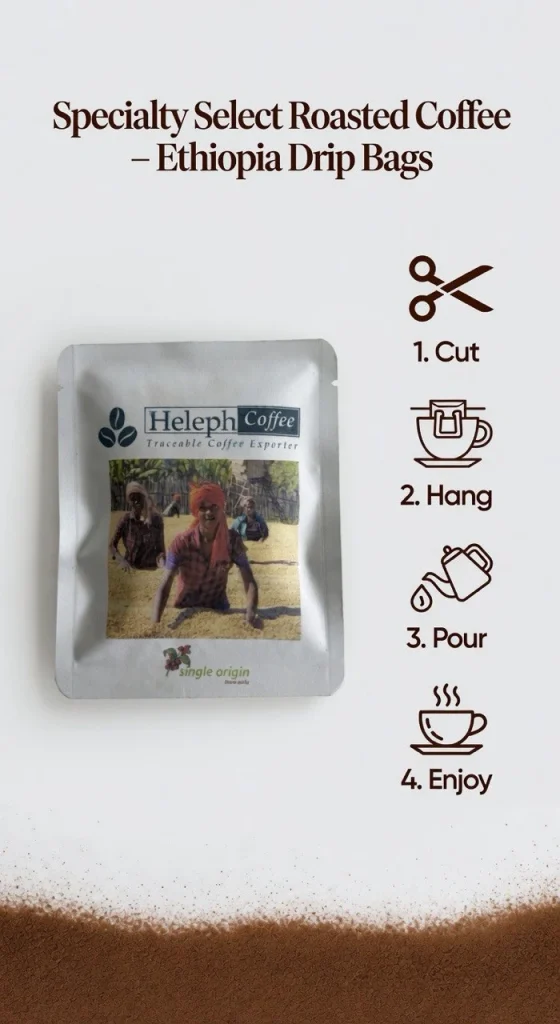 Heleph Ethiopia drip bag brewing steps