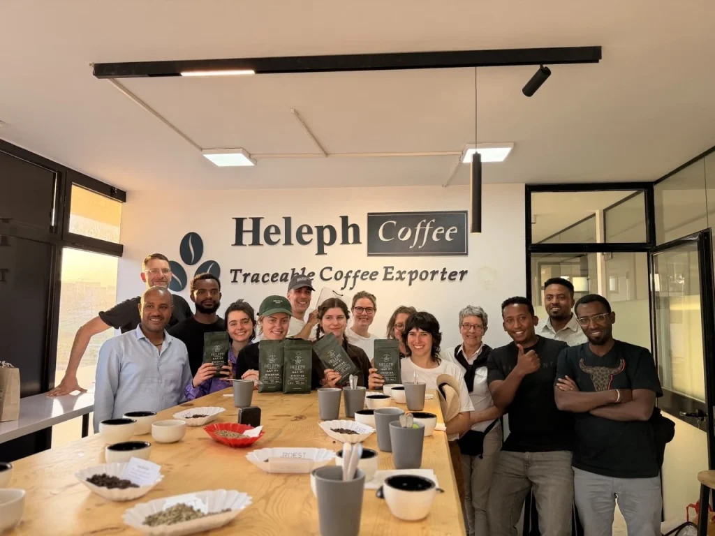 Group photo at Heleph Coffee tasting room