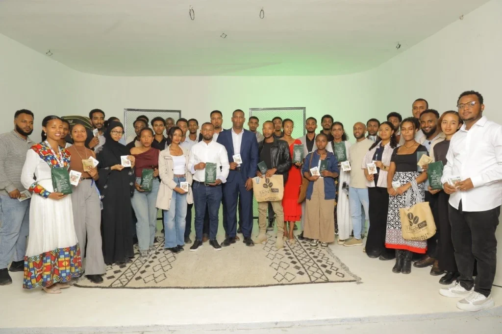 Community Afternoon attendees with Heleph coffee